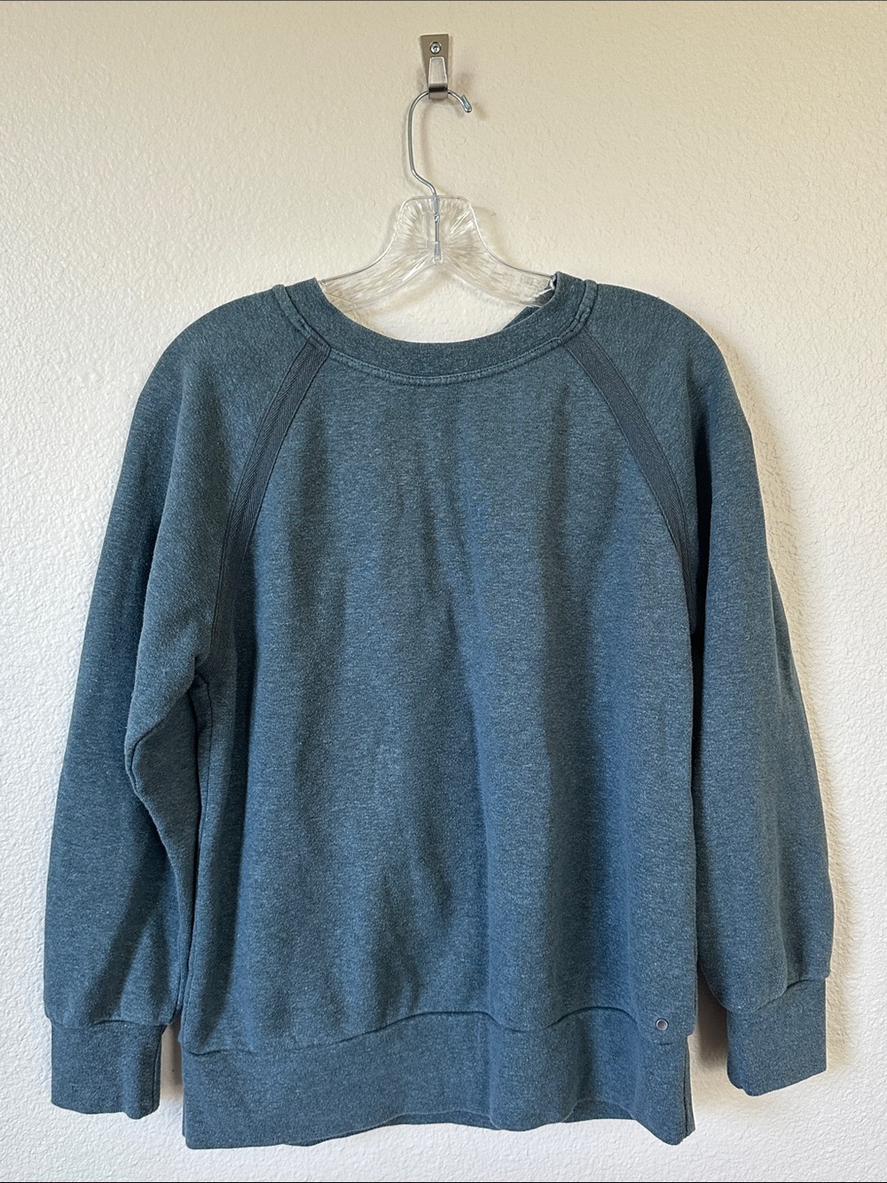 prAna Cozy Up Blue Teal Hemp Blend Crewneck Sweatshirt Medium M GUC